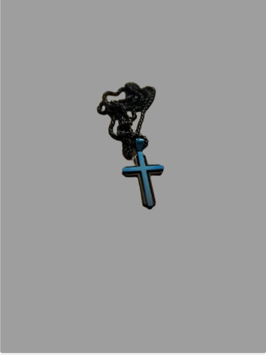 Cross pendant -  black and blue