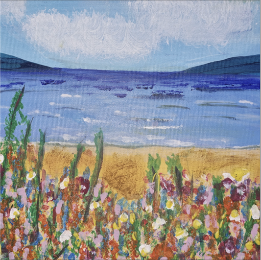 Greeting card - Print of " Coastal Flowers" original painting