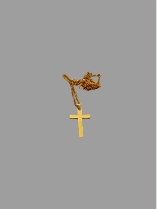 Cross and chain - gold coloured