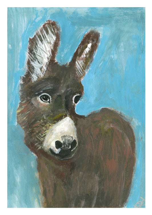 Greeting card - Print of "Little Donkey " original painting